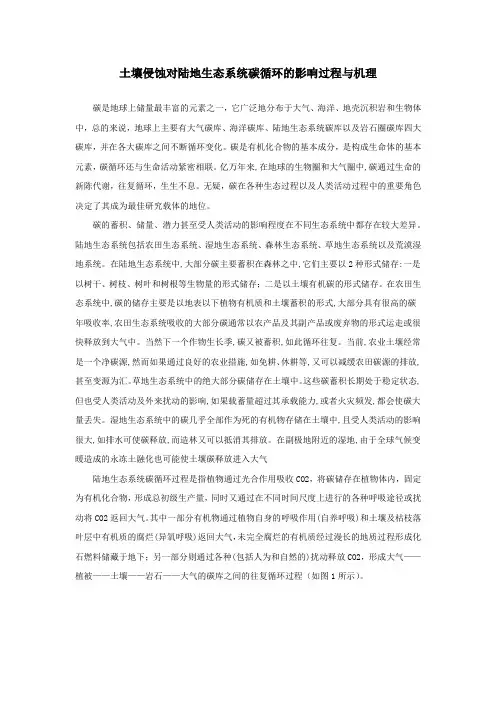 土壤侵蚀对陆地生态系统碳循环的影响过程与机理
