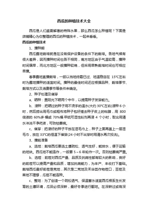 西瓜的种植技术大全