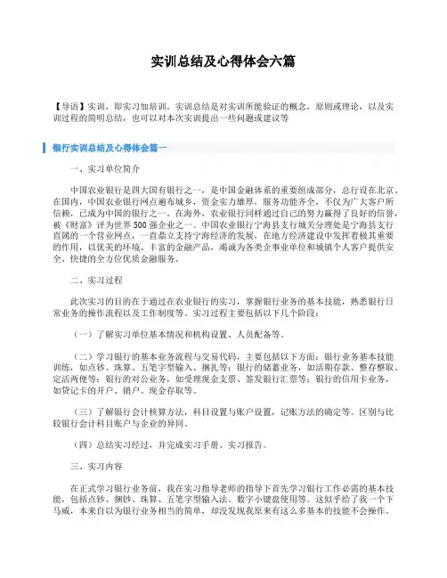 实训总结及心得体会六篇