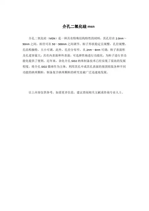 介孔二氧化硅msn