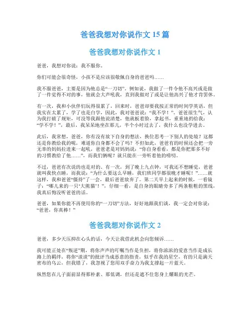 爸爸我想对你说作文15篇