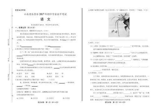 2017年山东省东营市中考语文试卷