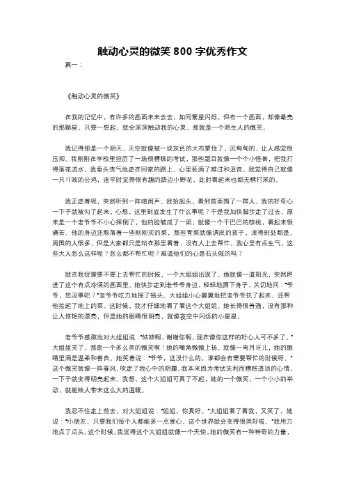 触动心灵的微笑800字优秀作文