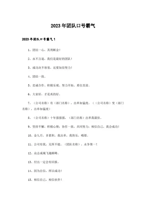 2023年团队口号霸气