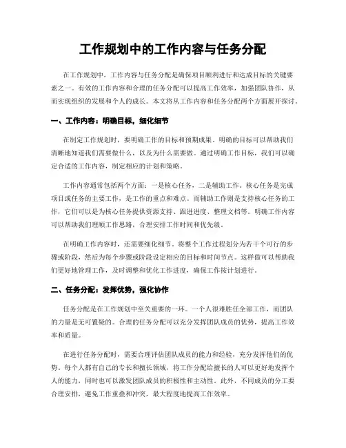 工作规划中的工作内容与任务分配