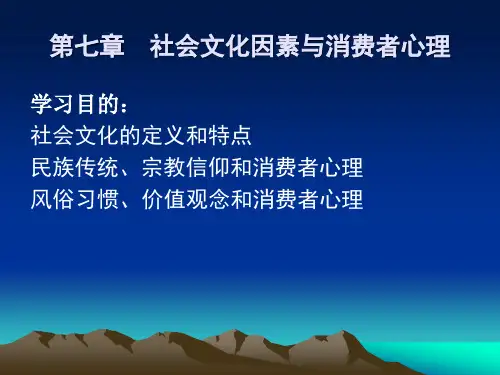 消费心理学《第七章 社会文化因素与消费者心理》