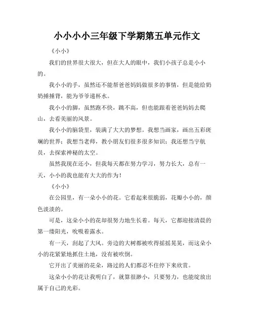 小小小小三年级下学期第五单元作文