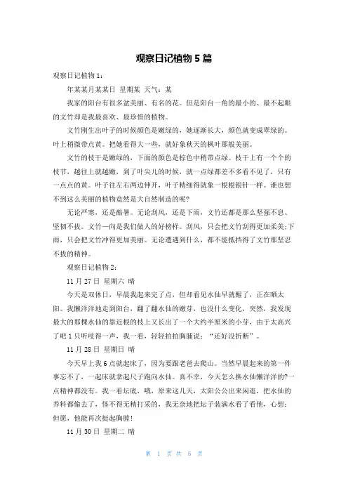 观察日记植物5篇