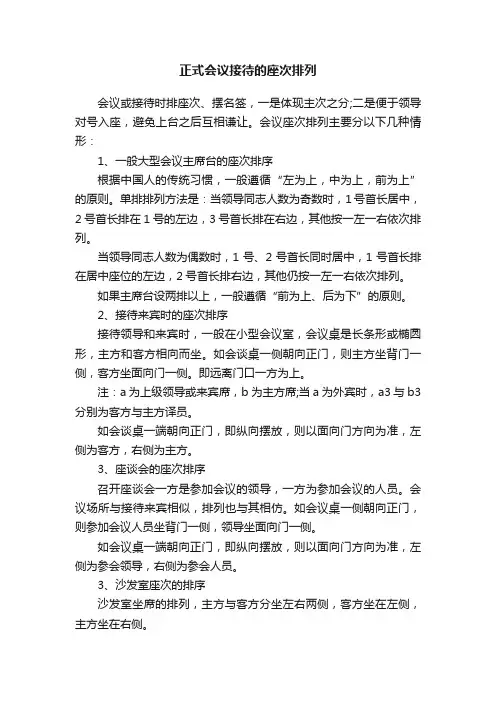 正式会议接待的座次排列
