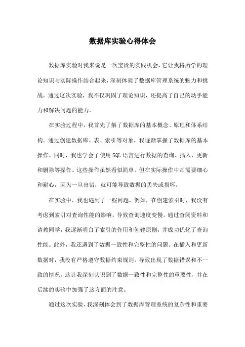 数据库实验心得体会