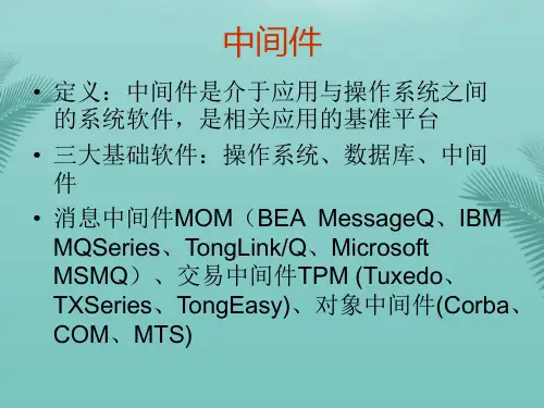定义中间件是介于应用与操作系统之间的系统软件优秀PPT文档