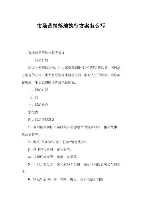 市场营销落地执行方案怎么写