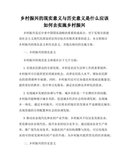 乡村振兴的现实意义与历史意义是什么应该如何去实施乡村振兴