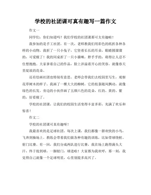 学校的社团课可真有趣写一篇作文