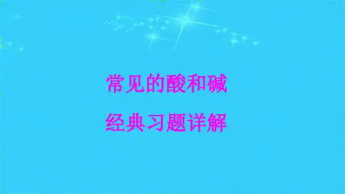 中考化学酸碱经典习题详解(共19张PPT)