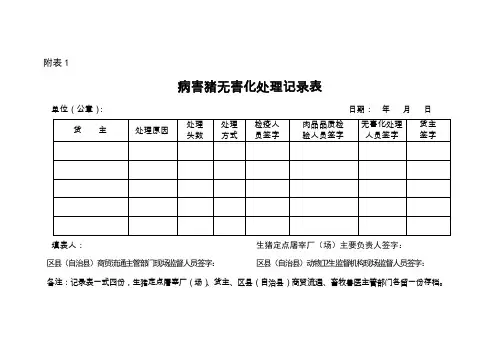 病害猪无害化处理记录表
