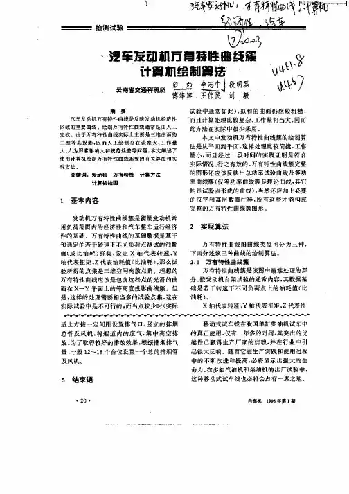 汽车发动机万有特性曲线簇计算机绘制算法