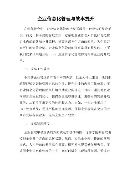 企业信息化管理与效率提升