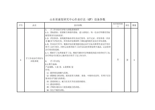 山东省康复研究中心OT设备清单