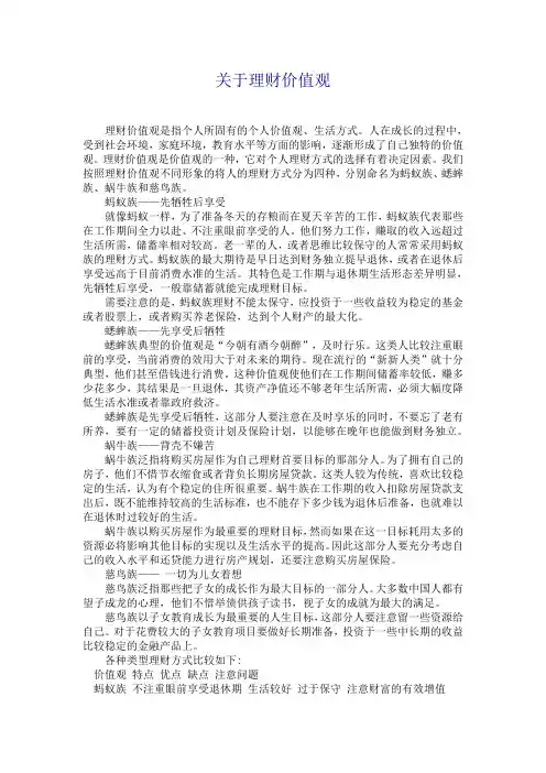关于理财价值观