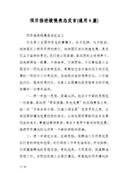 项目推进缓慢表态发言(通用6篇)
