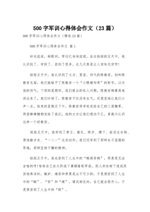500字军训心得体会作文(23篇)