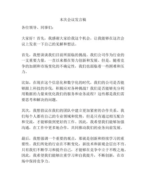 末次会议发言稿