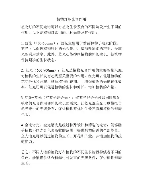 植物灯各光谱作用