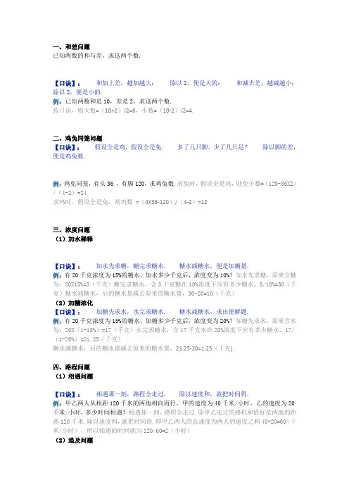 小学五年级数学10种经典题型汇总