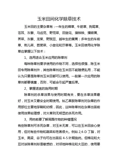 玉米田间化学除草技术