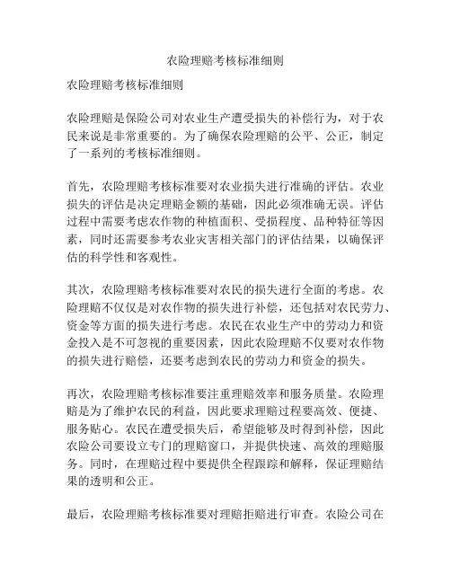 农险理赔考核标准细则