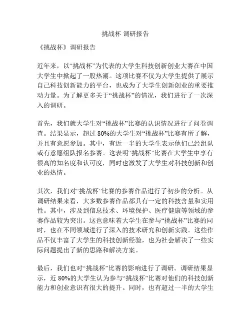 挑战杯 调研报告