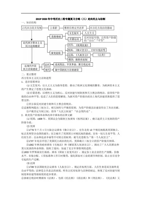 2019-2020年中考历史二轮专题复习方略(八)走向民主与法制