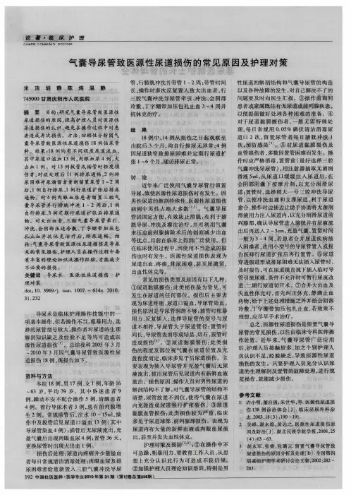 气囊导尿管致医源性尿道损伤的常见原因及护理对策