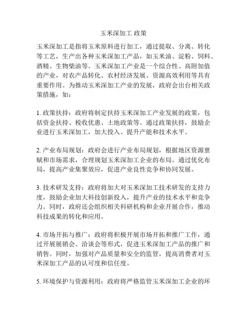 玉米深加工 政策