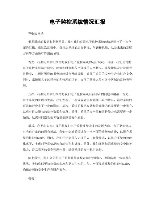 电子监控系统情况汇报