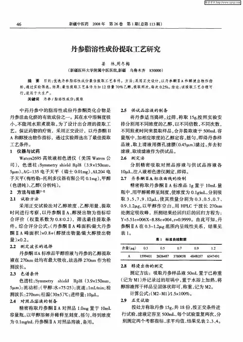 丹参脂溶性成份提取工艺研究