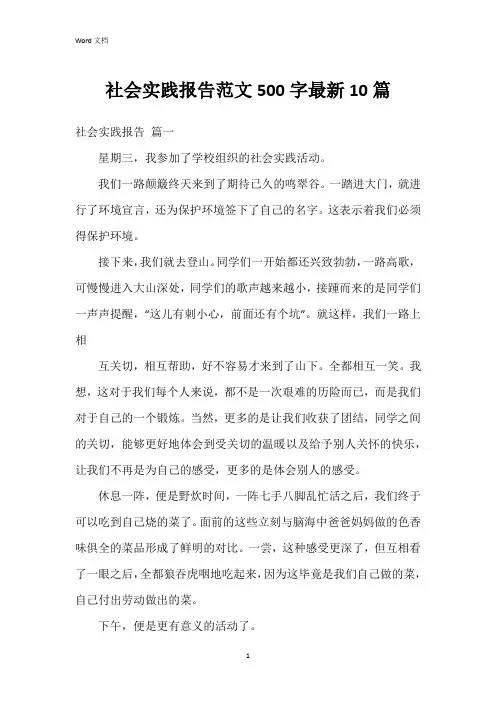 社会实践报告范文500字10篇