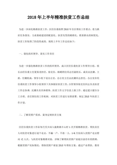 上半年精准扶贫工作总结