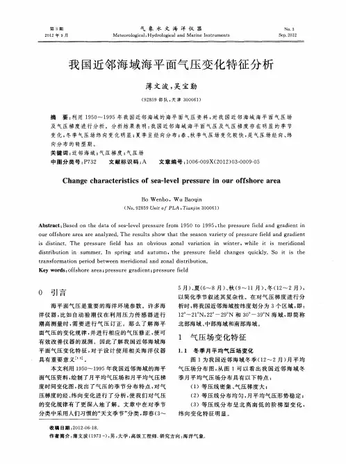 我国近邻海域海平面气压变化特征分析