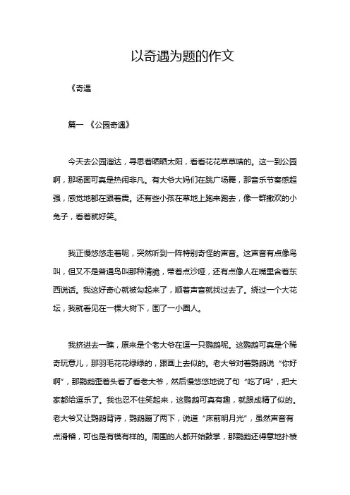 以奇遇为题的作文