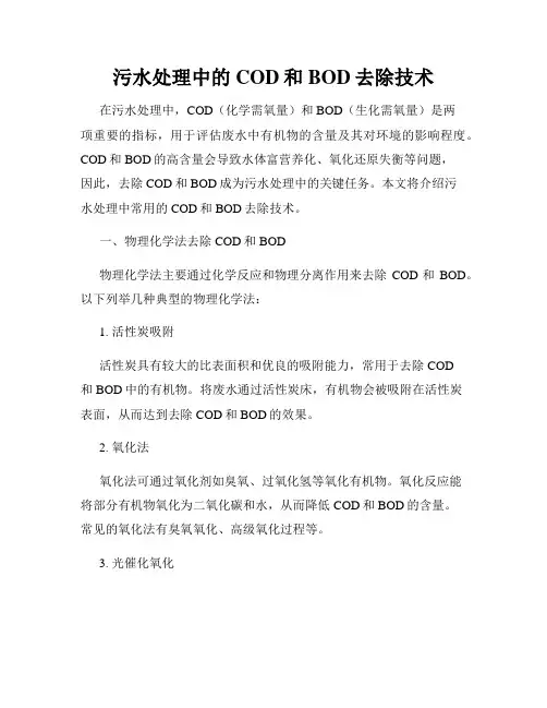 污水处理中的COD和BOD去除技术