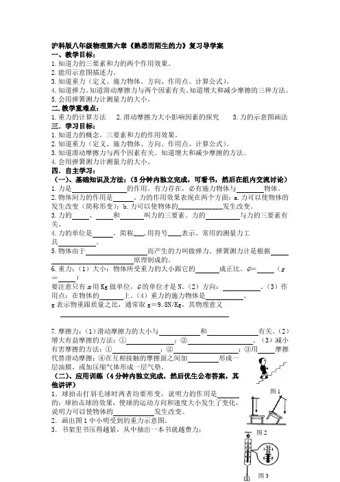 沪科版八年级物理第章复习学案