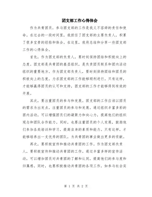 团支部工作心得体会