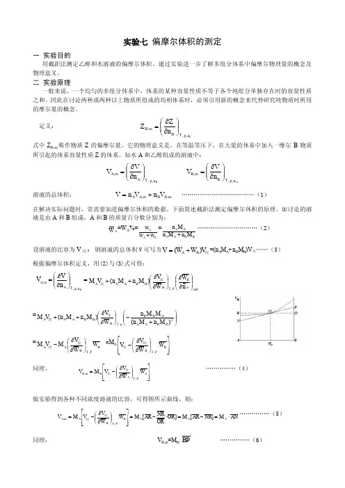 偏摩尔体积测定