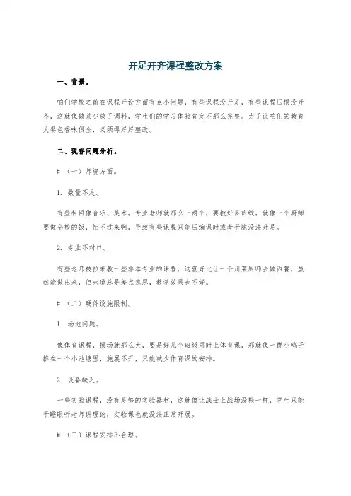 开足开齐课程整改方案
