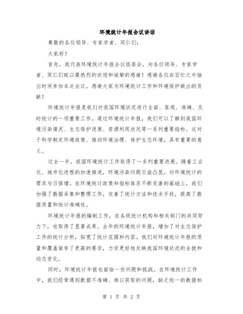 环境统计年报会议讲话