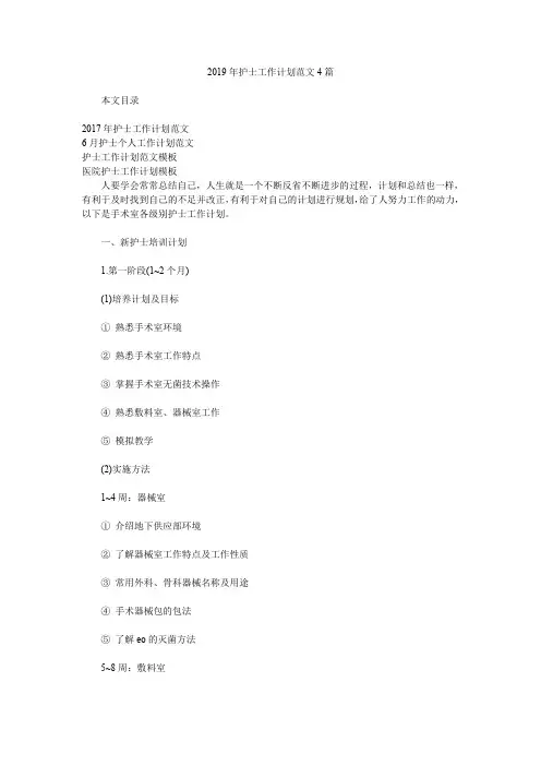 2019年护士工作计划范文4篇.doc