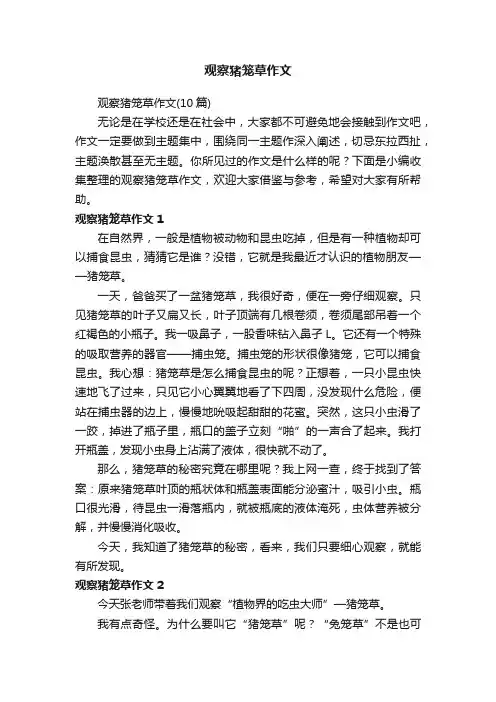 观察猪笼草作文（10篇）