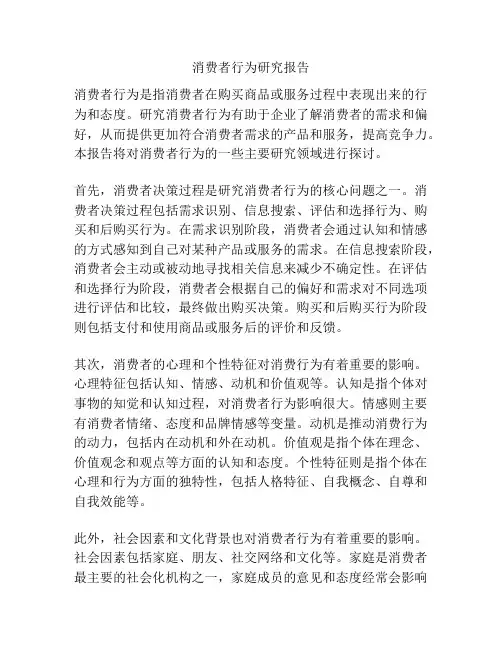 消费者行为研究报告